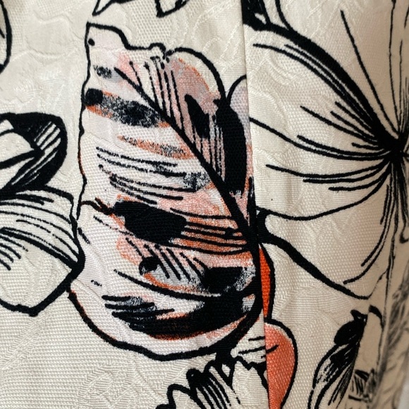 Adrianna Papell Jaquard Fit & Flare A-Line Dress Floral Print Classic White - Picture 9 of 13